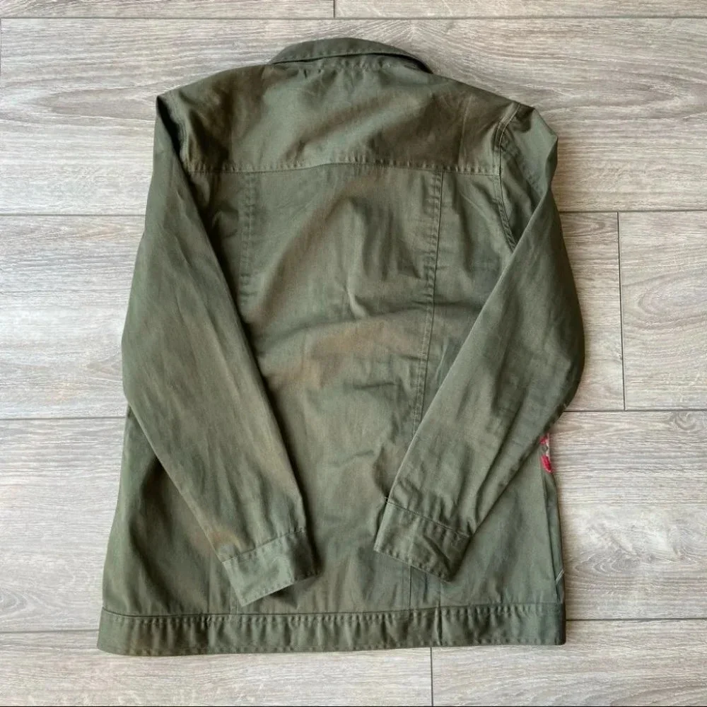 Almatrichi Spain Floral Embroidery Utility Army Jacket